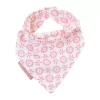 Bavoir bandana bébé fille blanc motif fleur rose fermeture pressions en coton bio oekotex