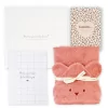 Coffret cape de bain bébé ourson bois de rose en coton bio oekotex