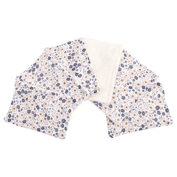 lingettes bébé en tissu lavable et réutilisable gaze de coton et éponge écru motif fleuri coton bio et oekotex